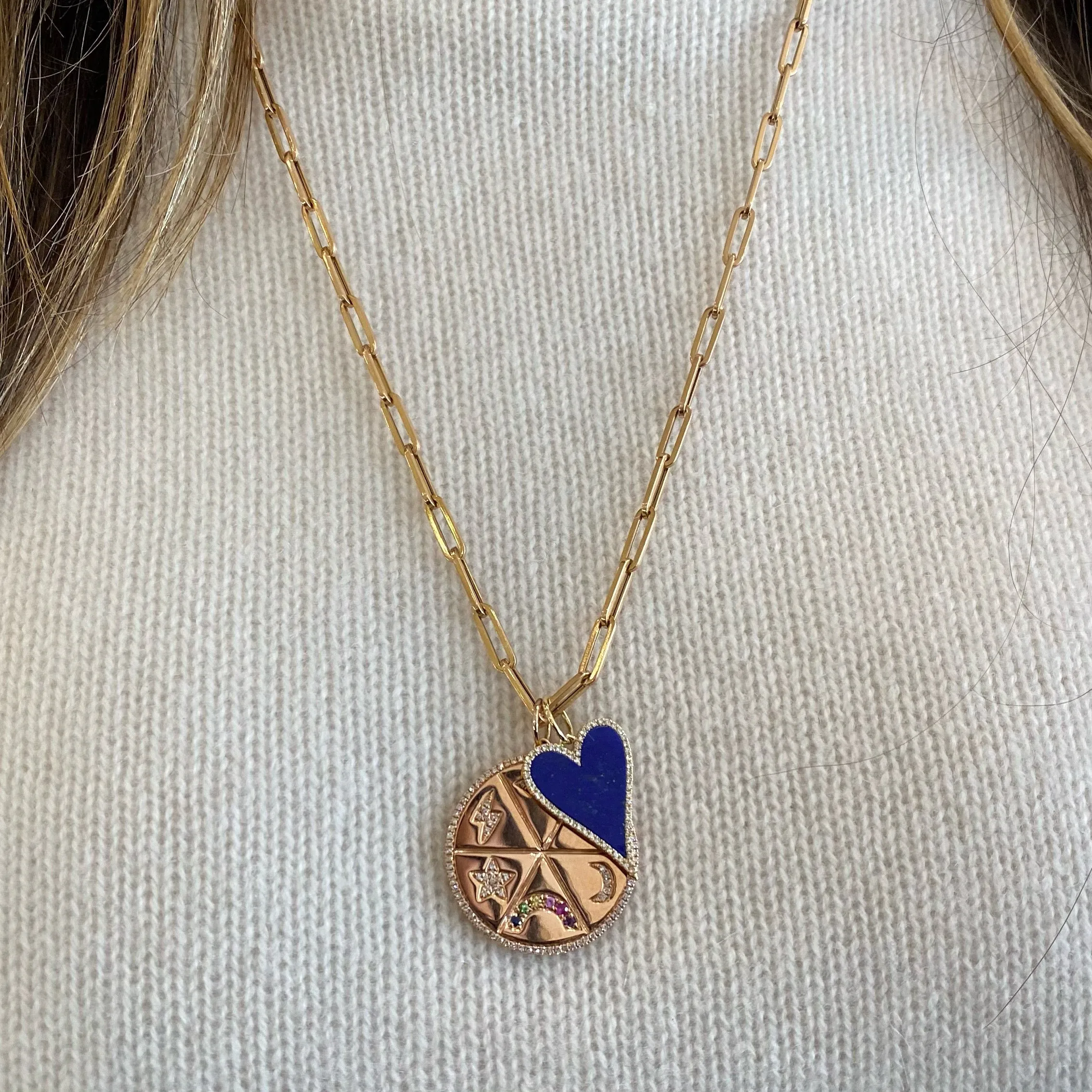 Lapis & Diamond Heart Pendant