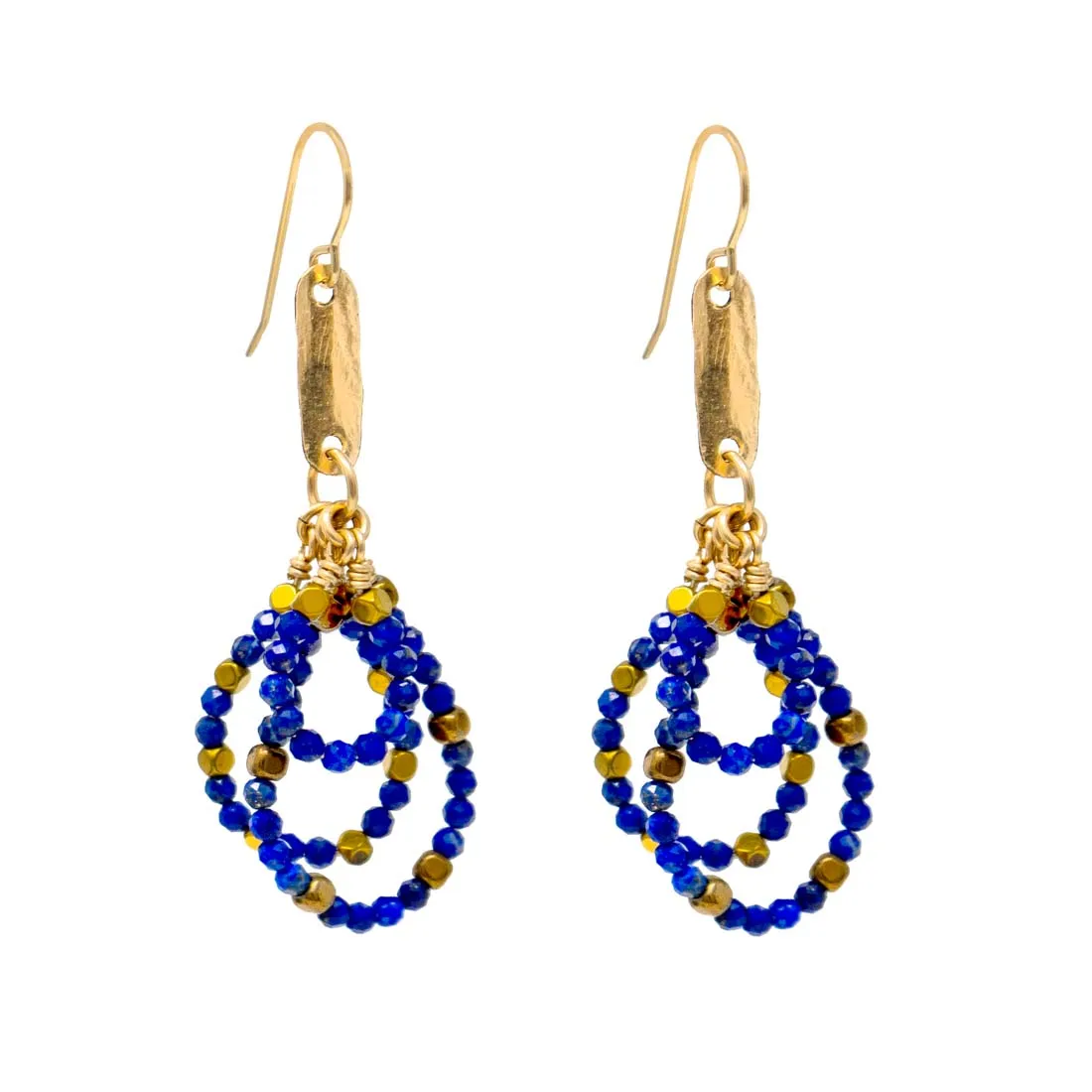 Lapis & Gold Hematite Bead Earrings