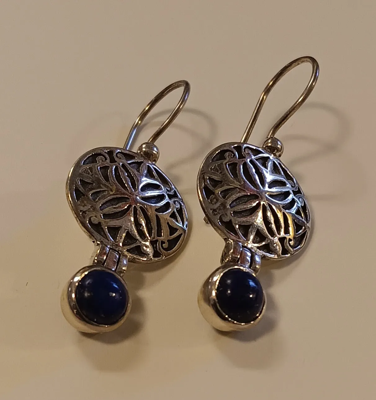 Lapis & Sterling Silver Earrings - Sand Dollars