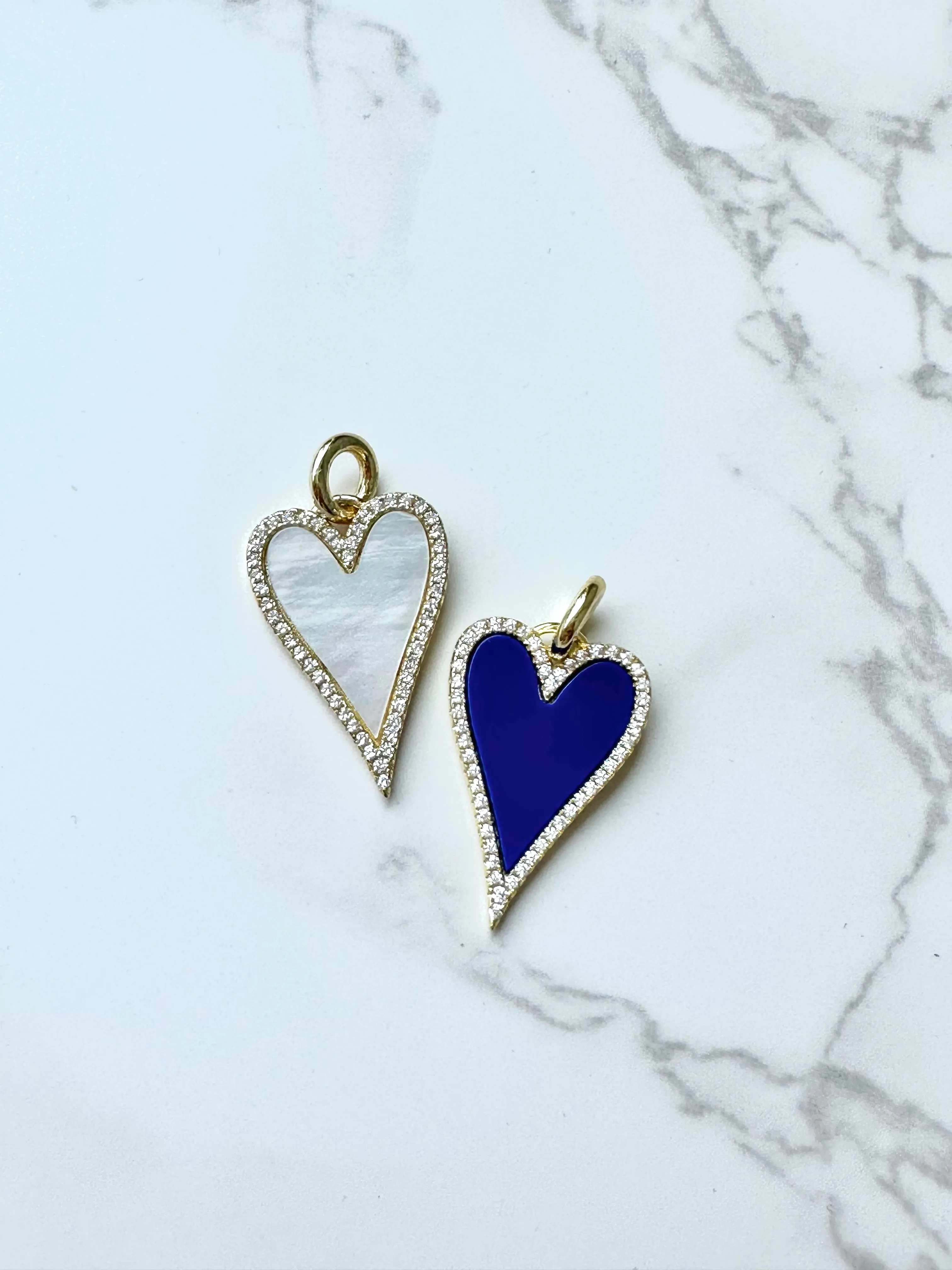 Lapis Cz Heart Charm Pendant