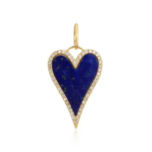 Lapis Cz Heart Charm Pendant