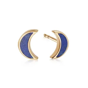 Lapis Moon Stud Earrings 18ct Gold Plate