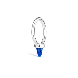 Lapis Single Short Spike Non-Rotating Earring by Maria Tash in White Gold