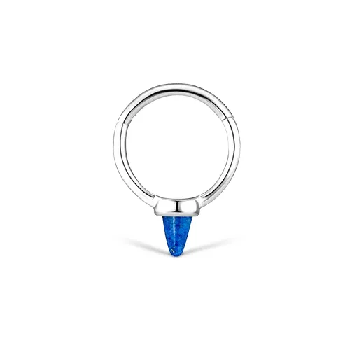 Lapis Single Short Spike Non-Rotating Earring by Maria Tash in White Gold