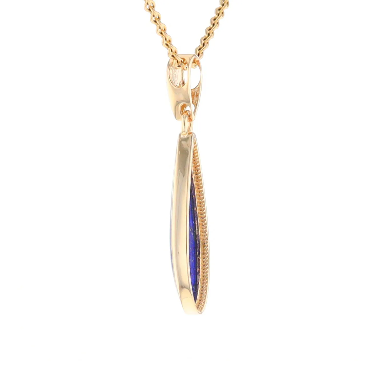 Lapis Tear Drop Inlaid Design Pendant