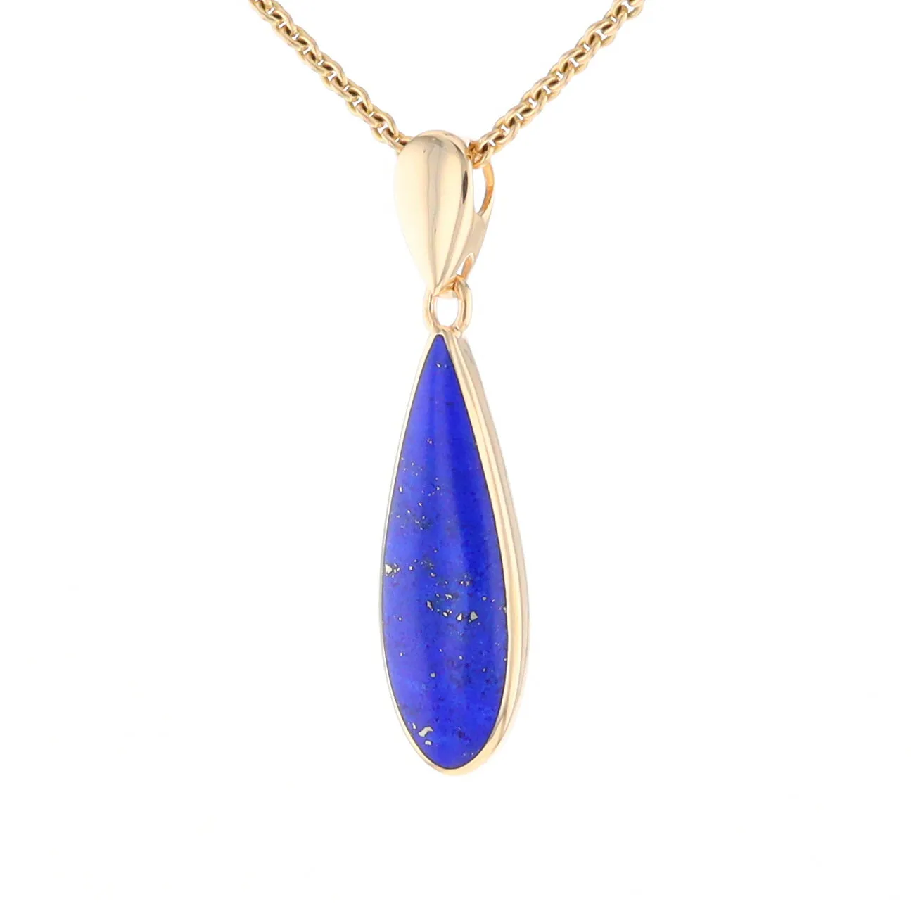 Lapis Tear Drop Inlaid Design Pendant