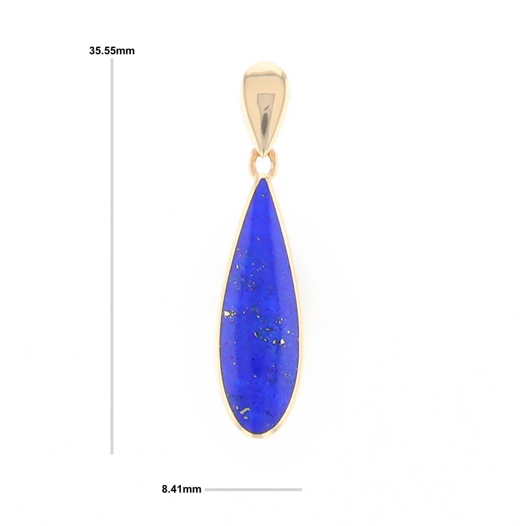 Lapis Tear Drop Inlaid Design Pendant