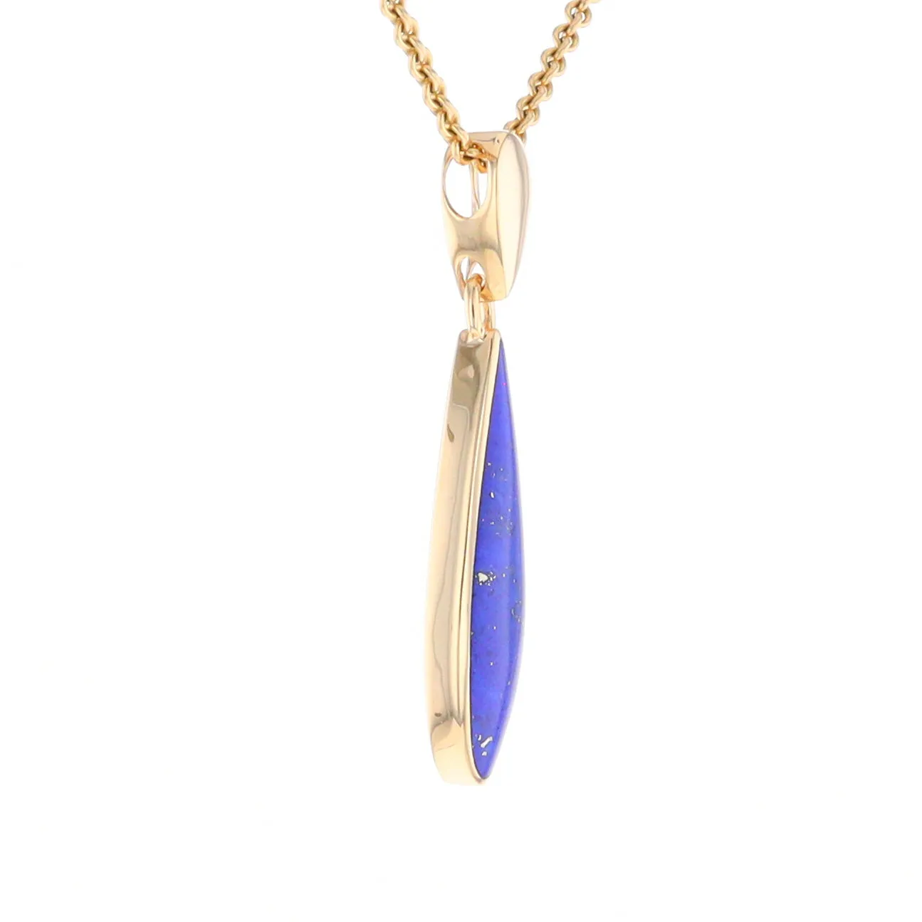 Lapis Tear Drop Inlaid Design Pendant