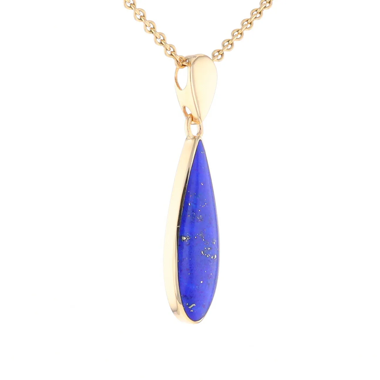 Lapis Tear Drop Inlaid Design Pendant