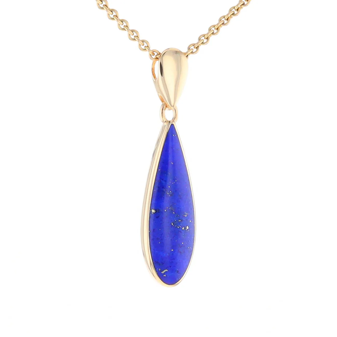 Lapis Tear Drop Inlaid Design Pendant