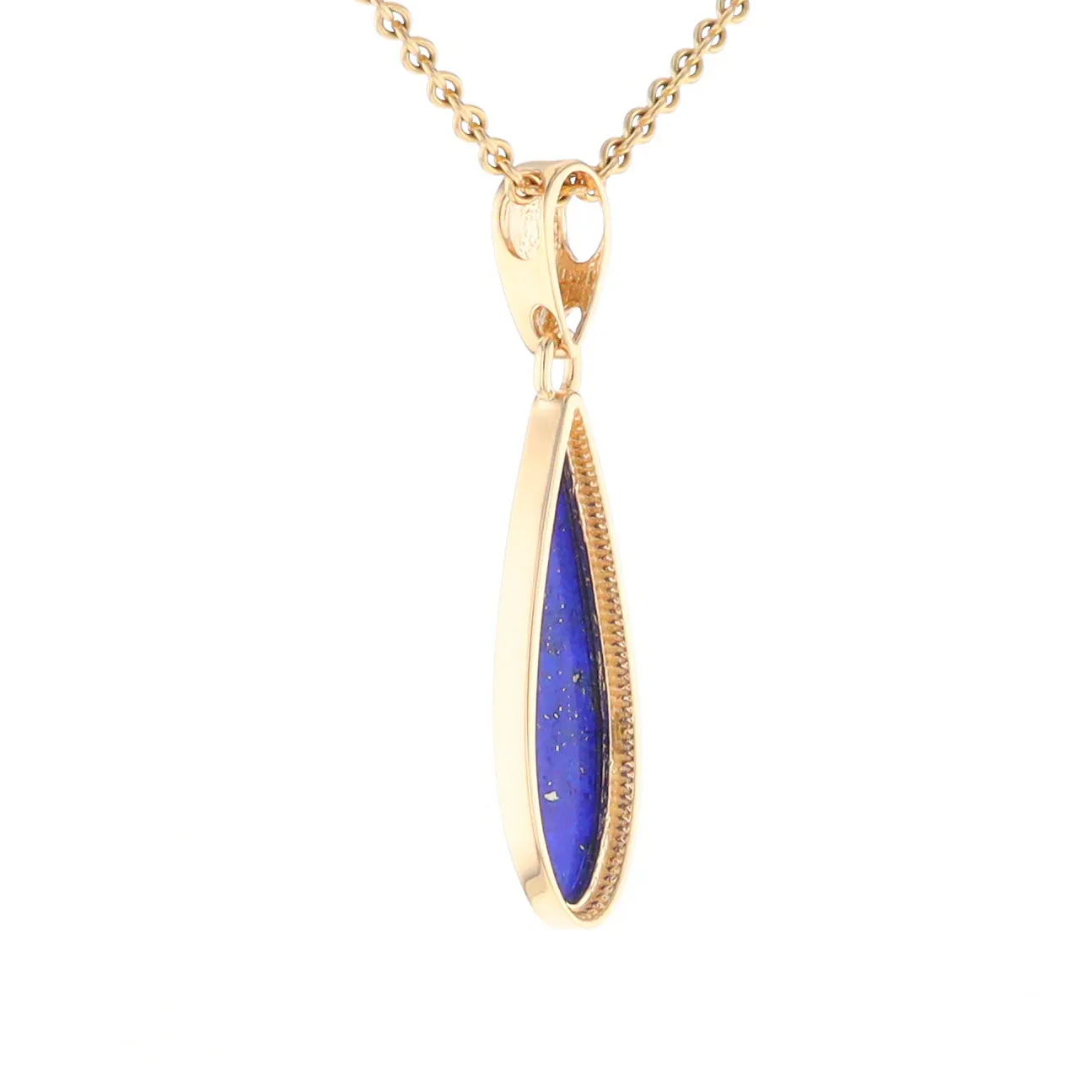 Lapis Tear Drop Inlaid Design Pendant