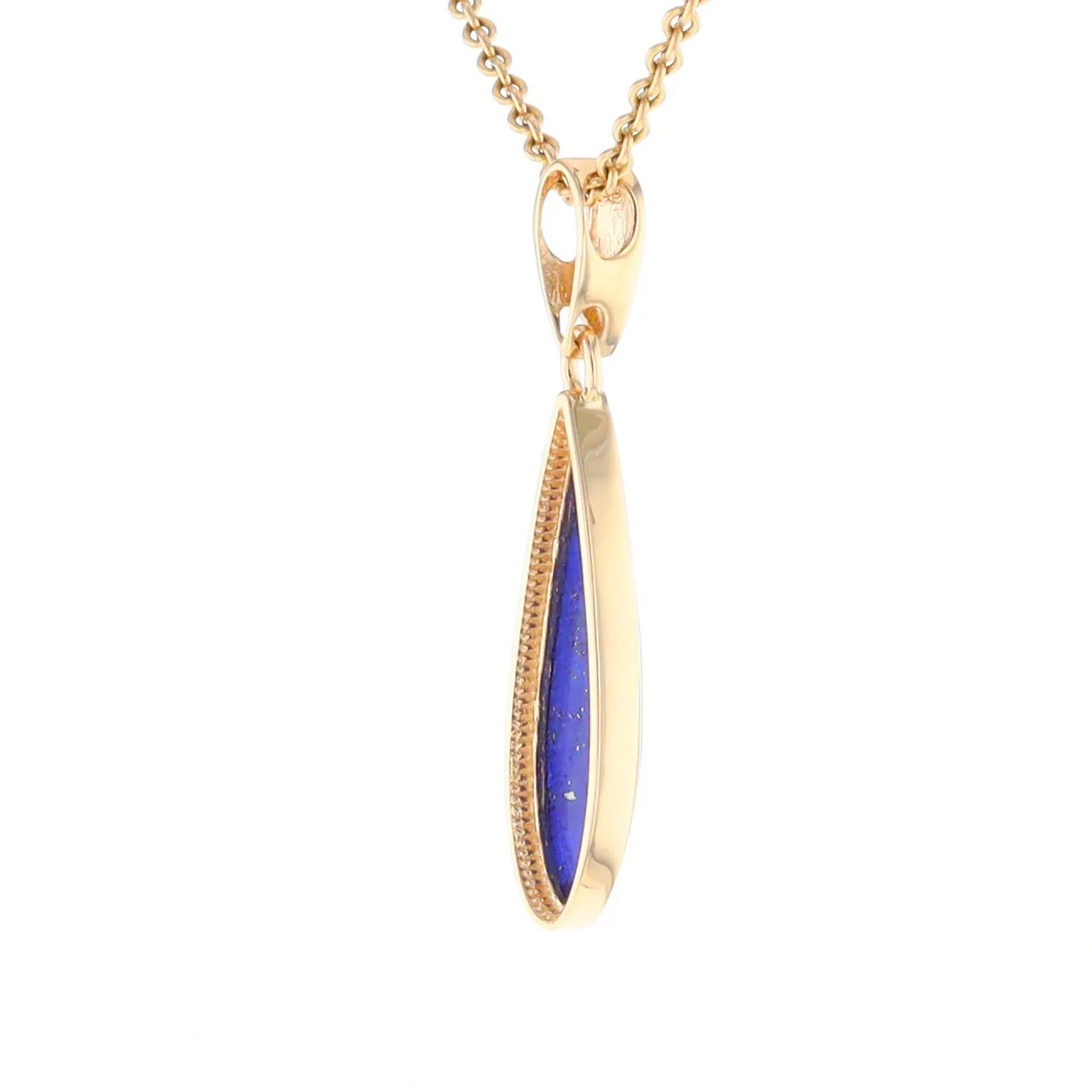 Lapis Tear Drop Inlaid Design Pendant