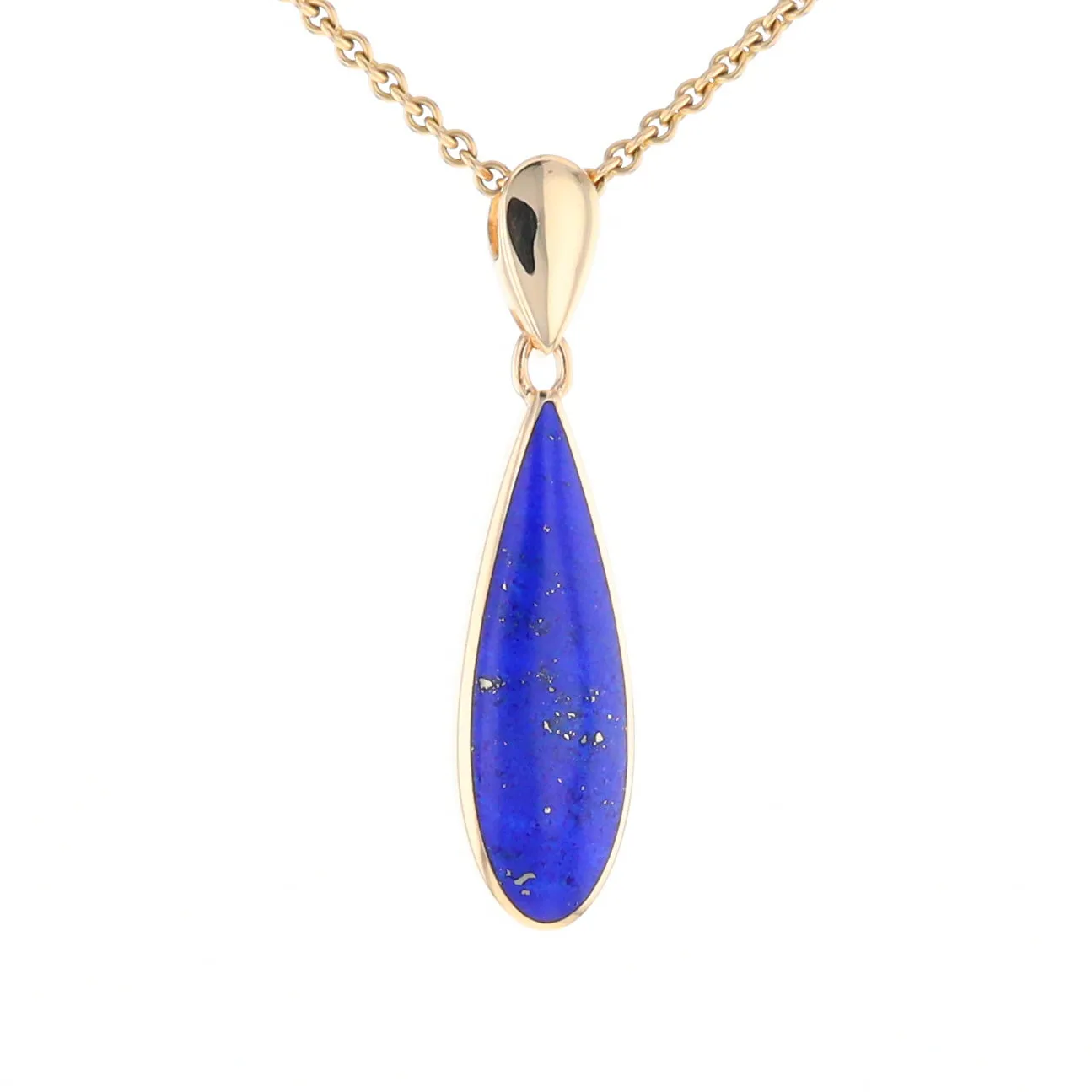 Lapis Tear Drop Inlaid Design Pendant