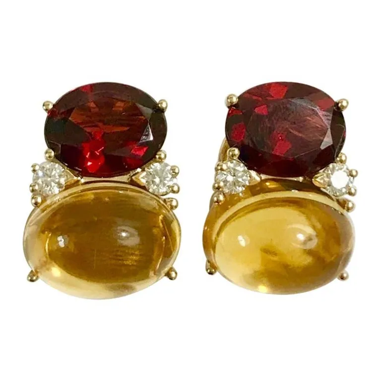 Large GUM DROP™ Earrings with Garnet and  Diamonds