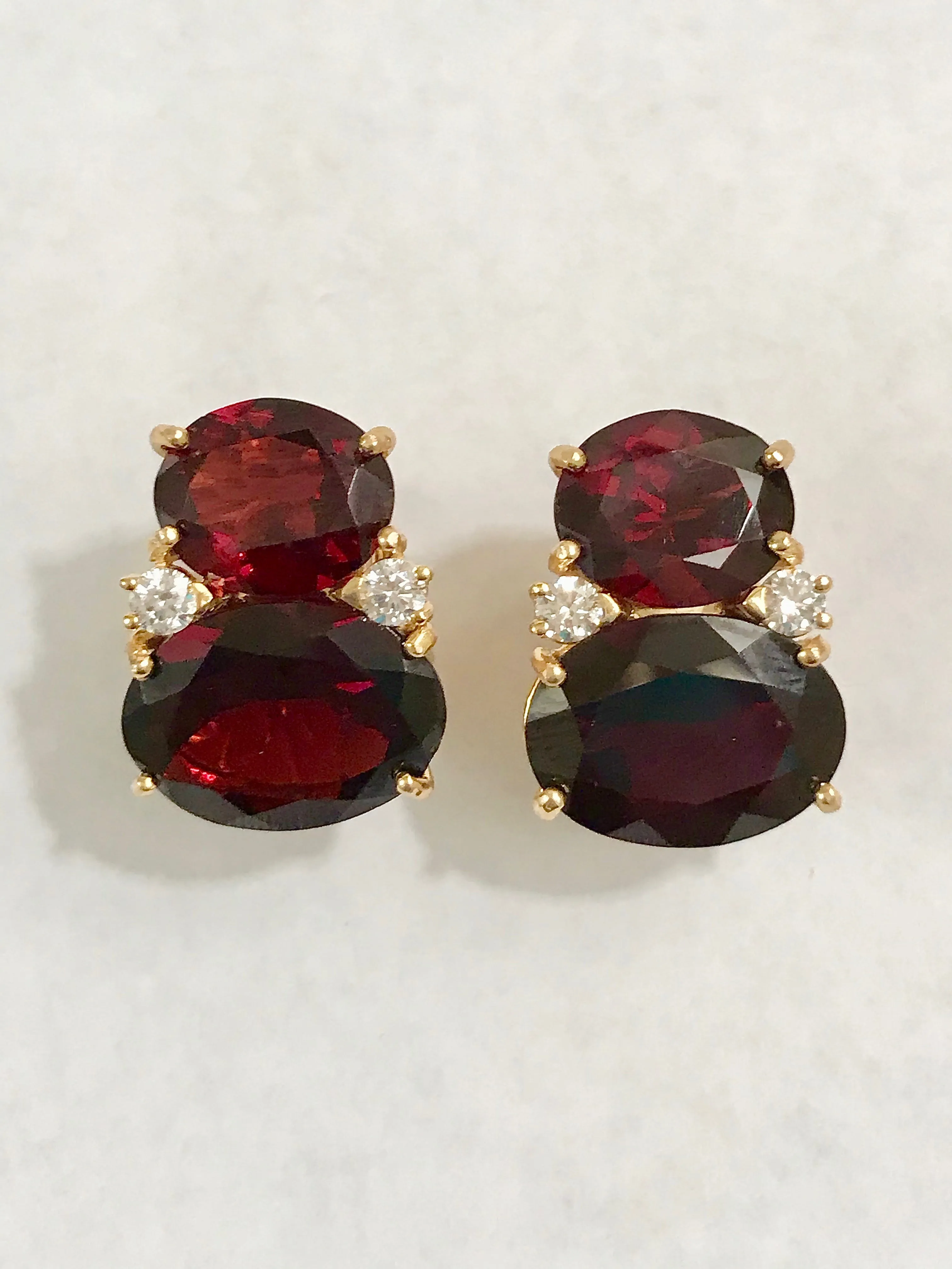 Large GUM DROP™ Earrings with Garnet and  Diamonds