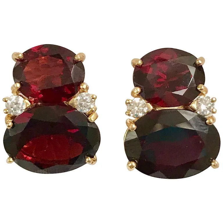 Large GUM DROP™ Earrings with Garnet and  Diamonds