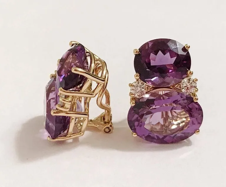 Large GUM DROP™Earrings with Two-Toned Amethyst and Diamonds