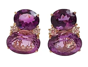 Large GUM DROP™Earrings with Two-Toned Amethyst and Diamonds