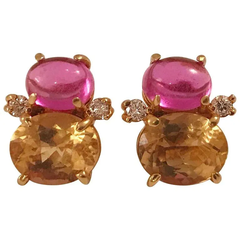 Large GUM DROP™Earrings with Two-Toned Amethyst and Diamonds