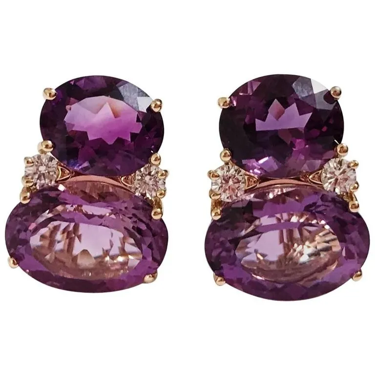 Large GUM DROP™Earrings with Two-Toned Amethyst and Diamonds