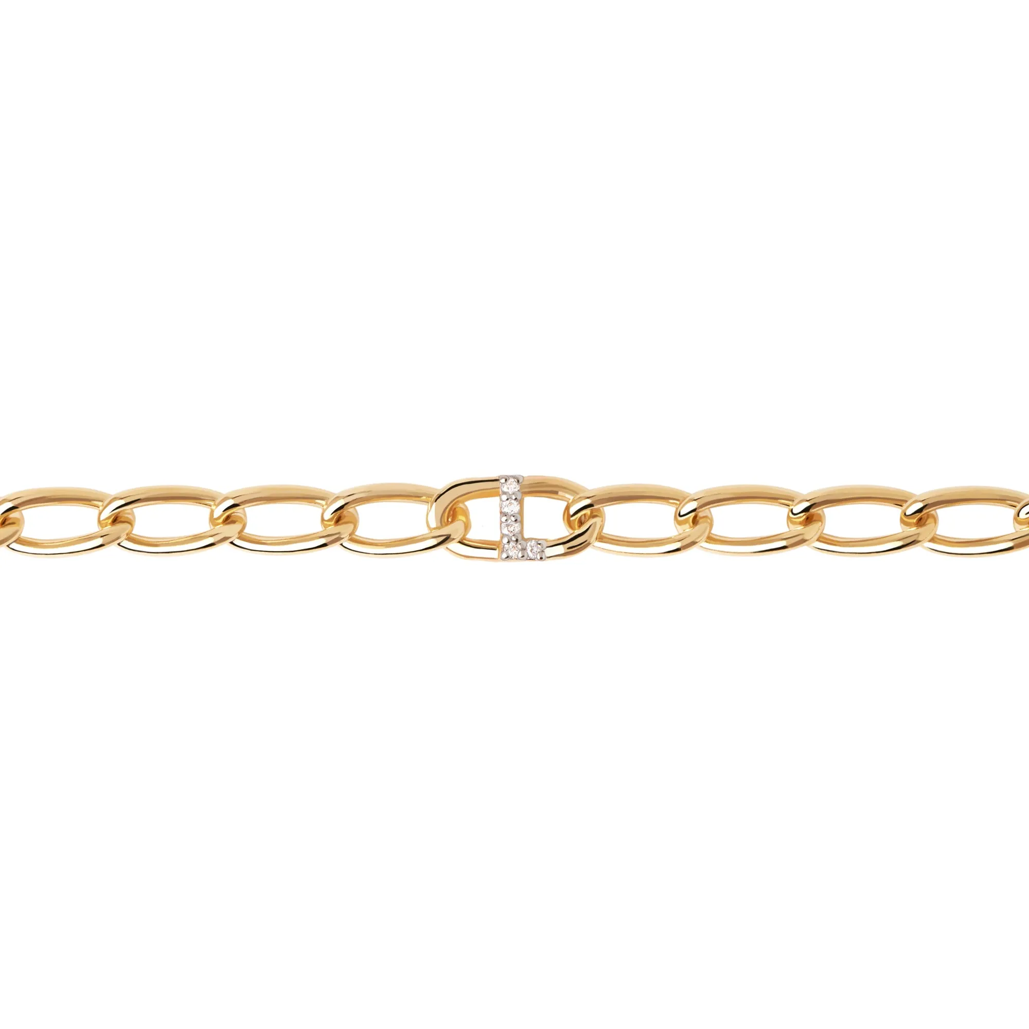 Letter L Chain Gold Bracelet