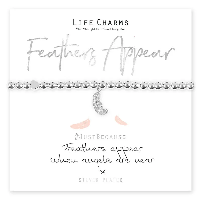 Life Charms Feathers Appear when Angels are near Bracelet