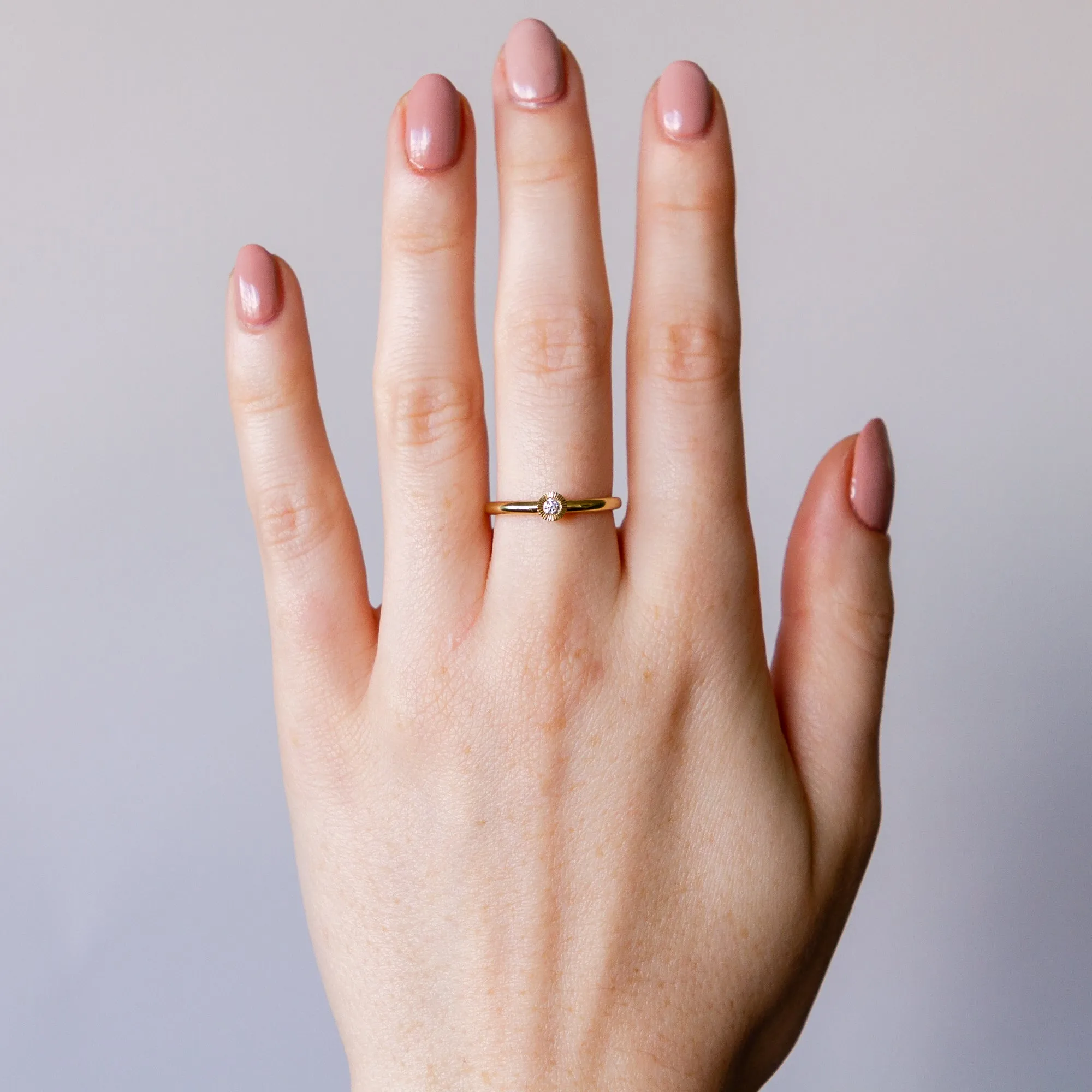 Medium Aurora Diamond Stacking Ring in Yellow Gold