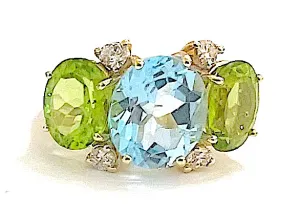 Medium GUM DROP™ Ring with Blue Topaz and Peridot and Diamonds