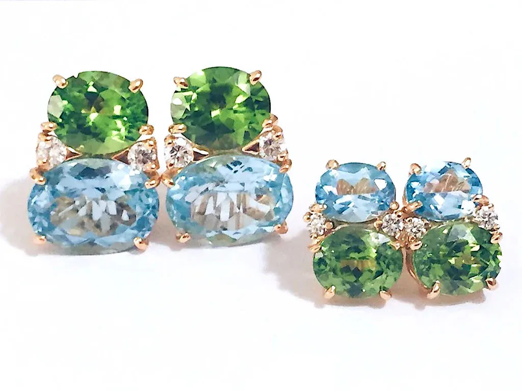 Medium GUM DROP™ Ring with Blue Topaz and Peridot and Diamonds