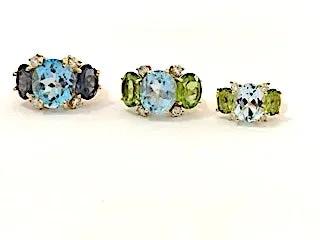 Medium GUM DROP™ Ring with Blue Topaz and Peridot and Diamonds