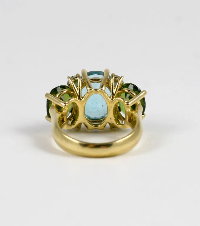 Medium GUM DROP™ Ring with Blue Topaz and Peridot and Diamonds