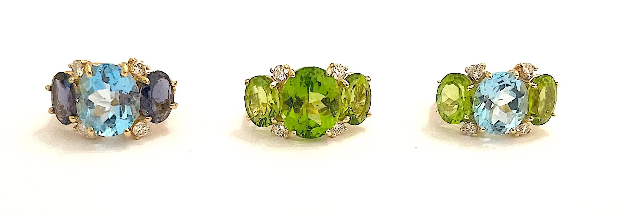 Medium GUM DROP™ Ring with Blue Topaz and Peridot and Diamonds