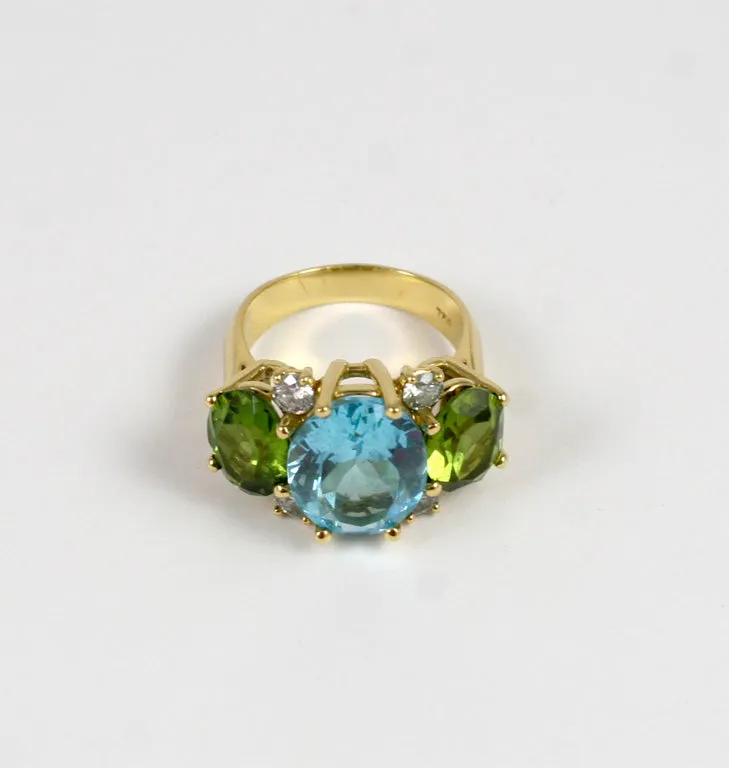 Medium GUM DROP™ Ring with Blue Topaz and Peridot and Diamonds