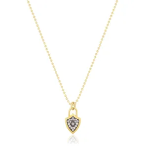 Mini Two-Tone Pave Lock Charm Necklace