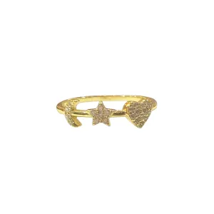 Moon Star Heart Ring