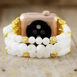 Moonstone Gold Beads Stretchy Apple Watch Band