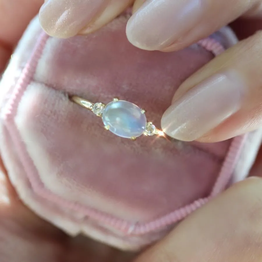 Moonstone Magic & Diamond Ring