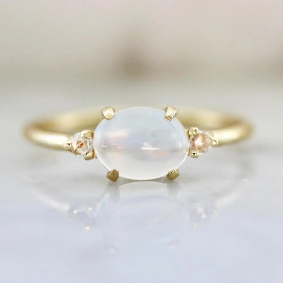 Moonstone Magic & Diamond Ring