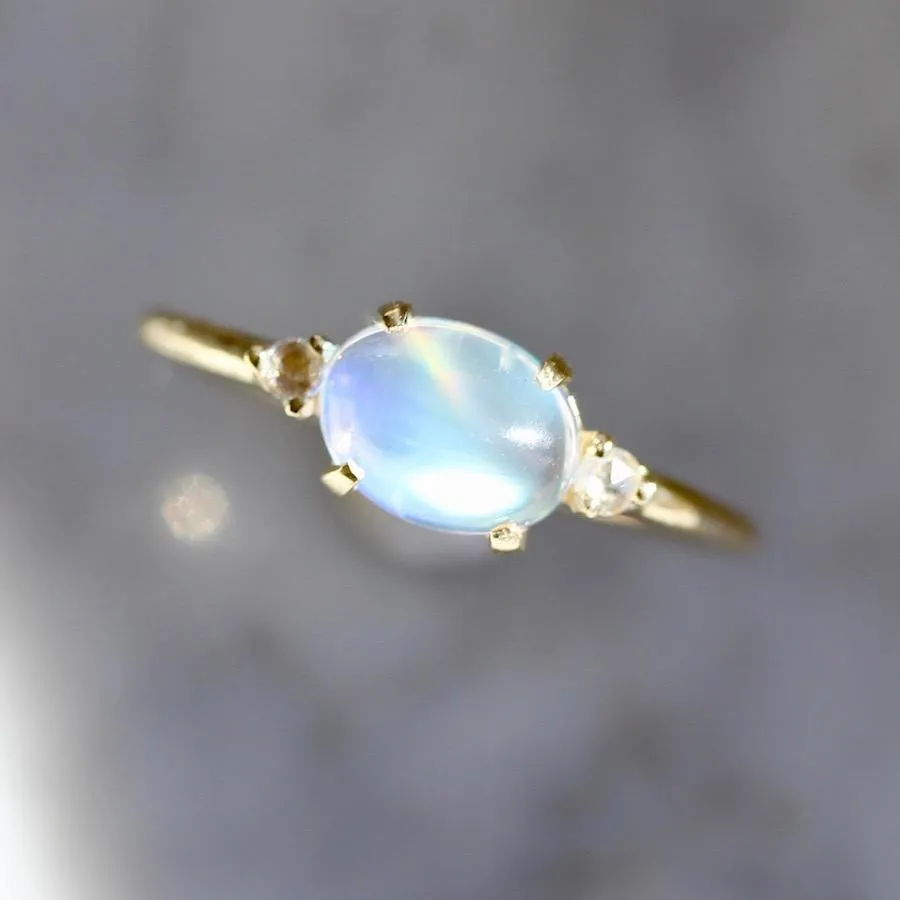 Moonstone Magic & Diamond Ring