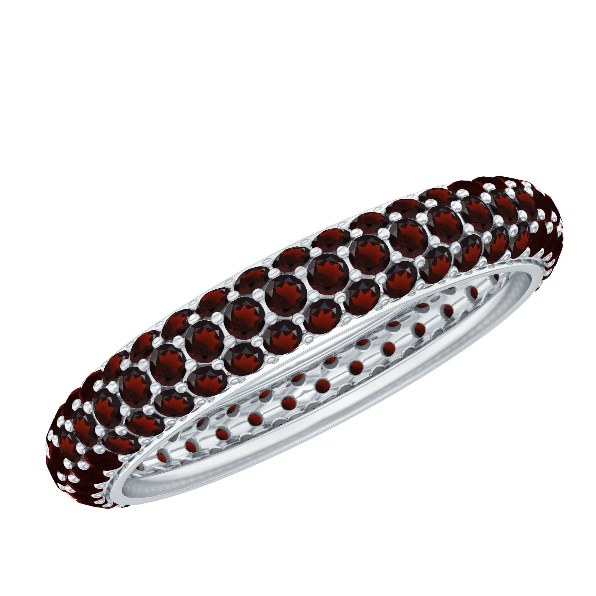 Natural Garnet Three Row Full Eternity Ring