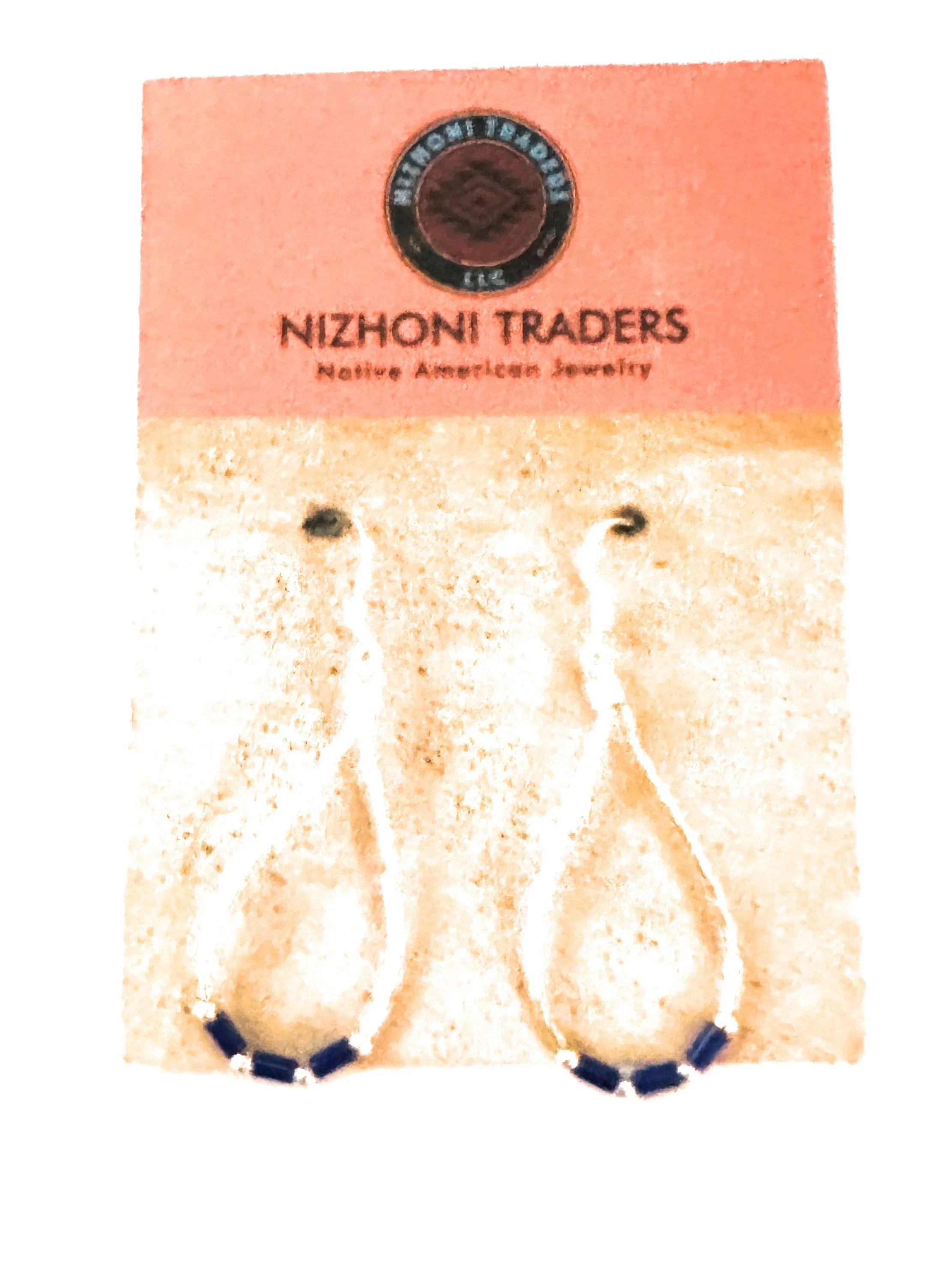 Navajo Sterling Liquid Silver & Lapis Beaded Dangle Earrings