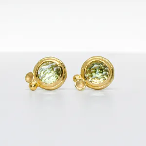 NEW! Green Amethyst Bezel in 18k Vermeil Studs by Sarah Richardson