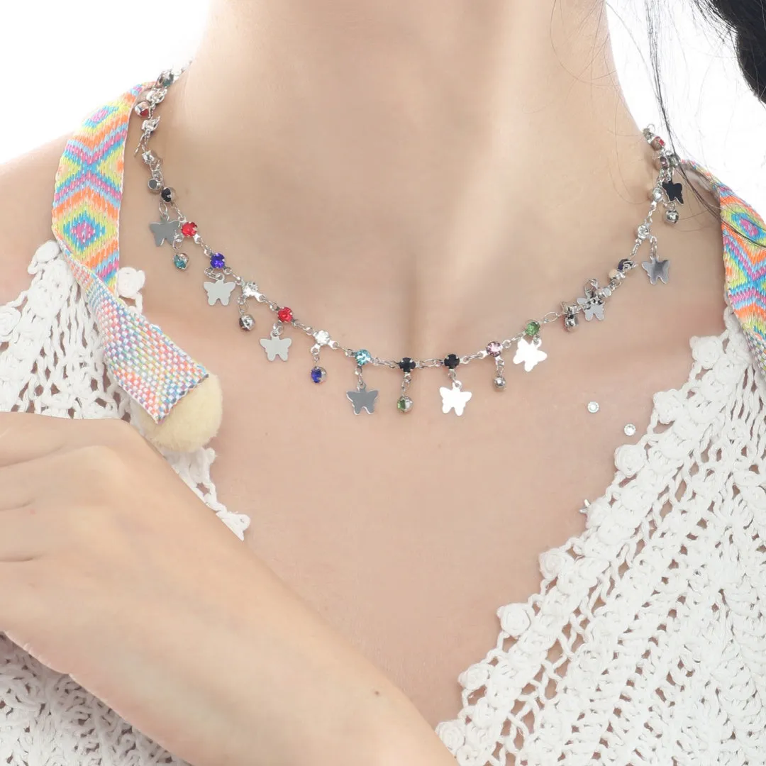 Niche Colorized Butterfly Zircon Dopamine Necklace For Women