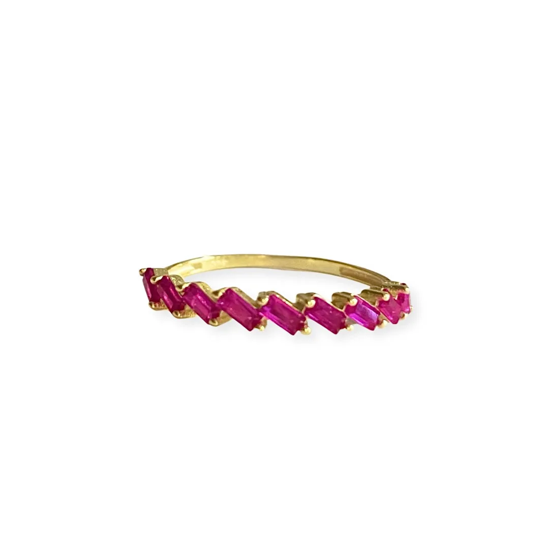 Noelia Baguette Birthstone Stackable Ring