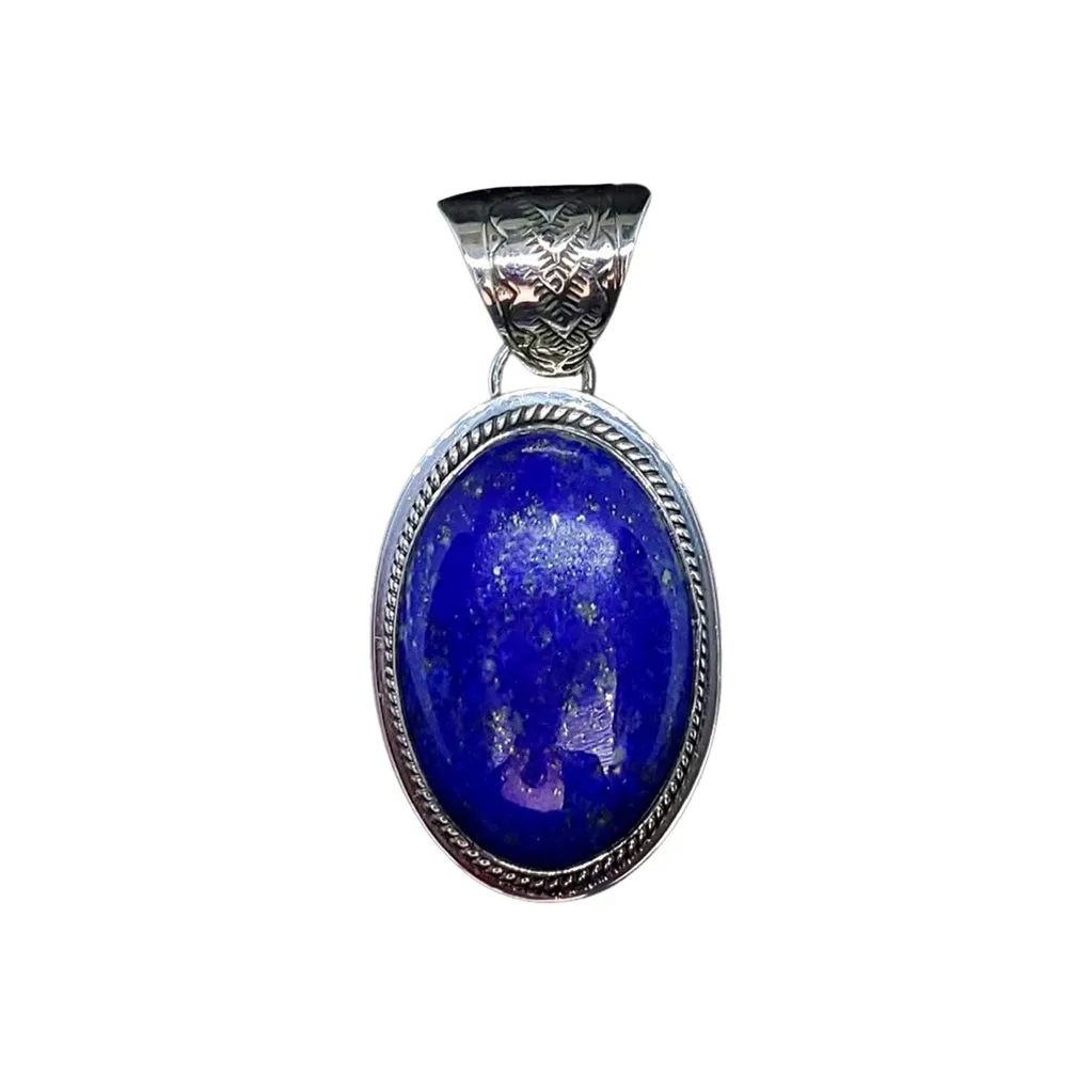 Oval Lapis Lazuli Sterling Silver Pendant