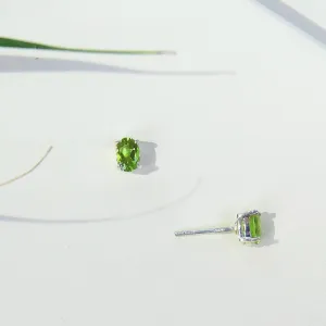 Oval Peridot Post Earring