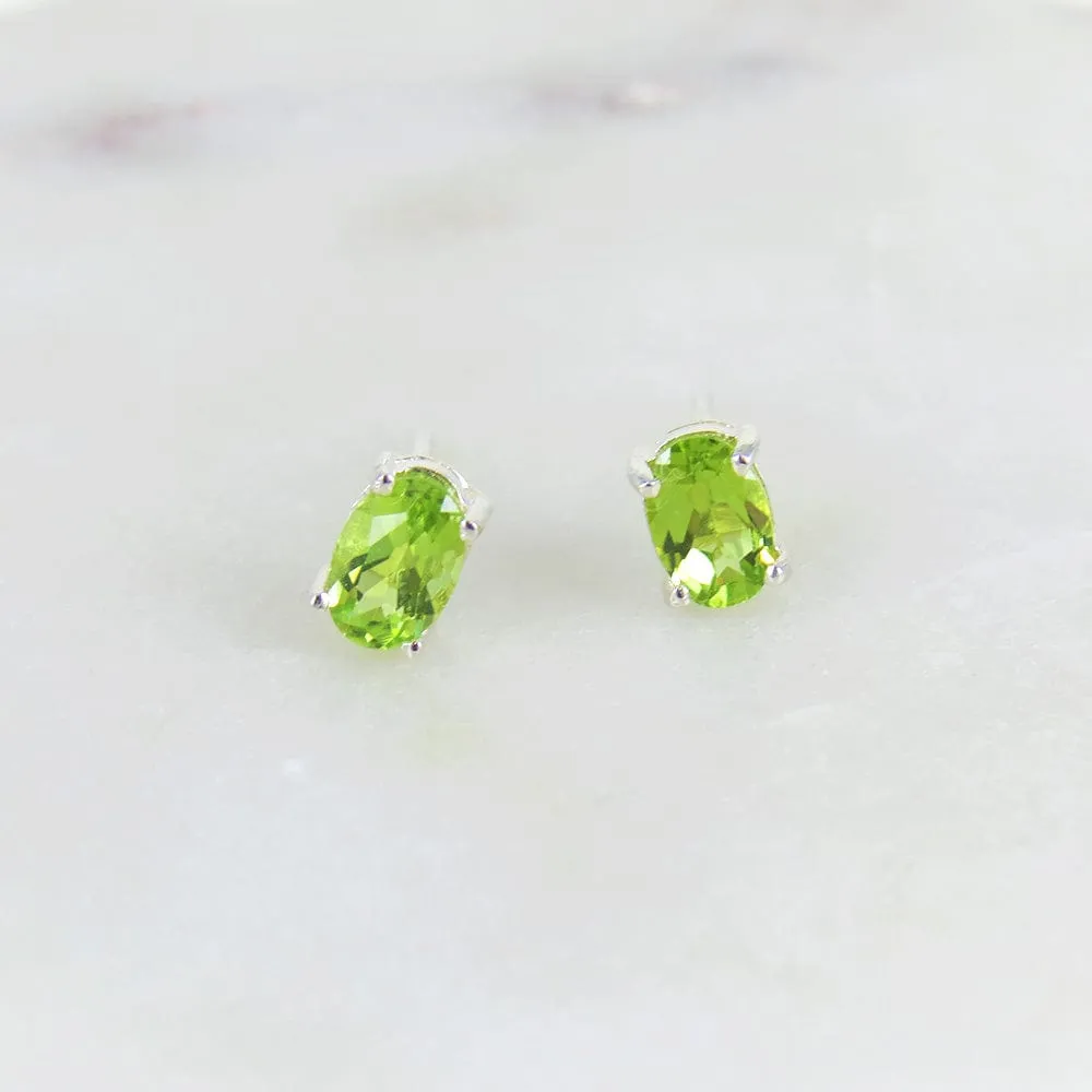 Oval Peridot Post Earring