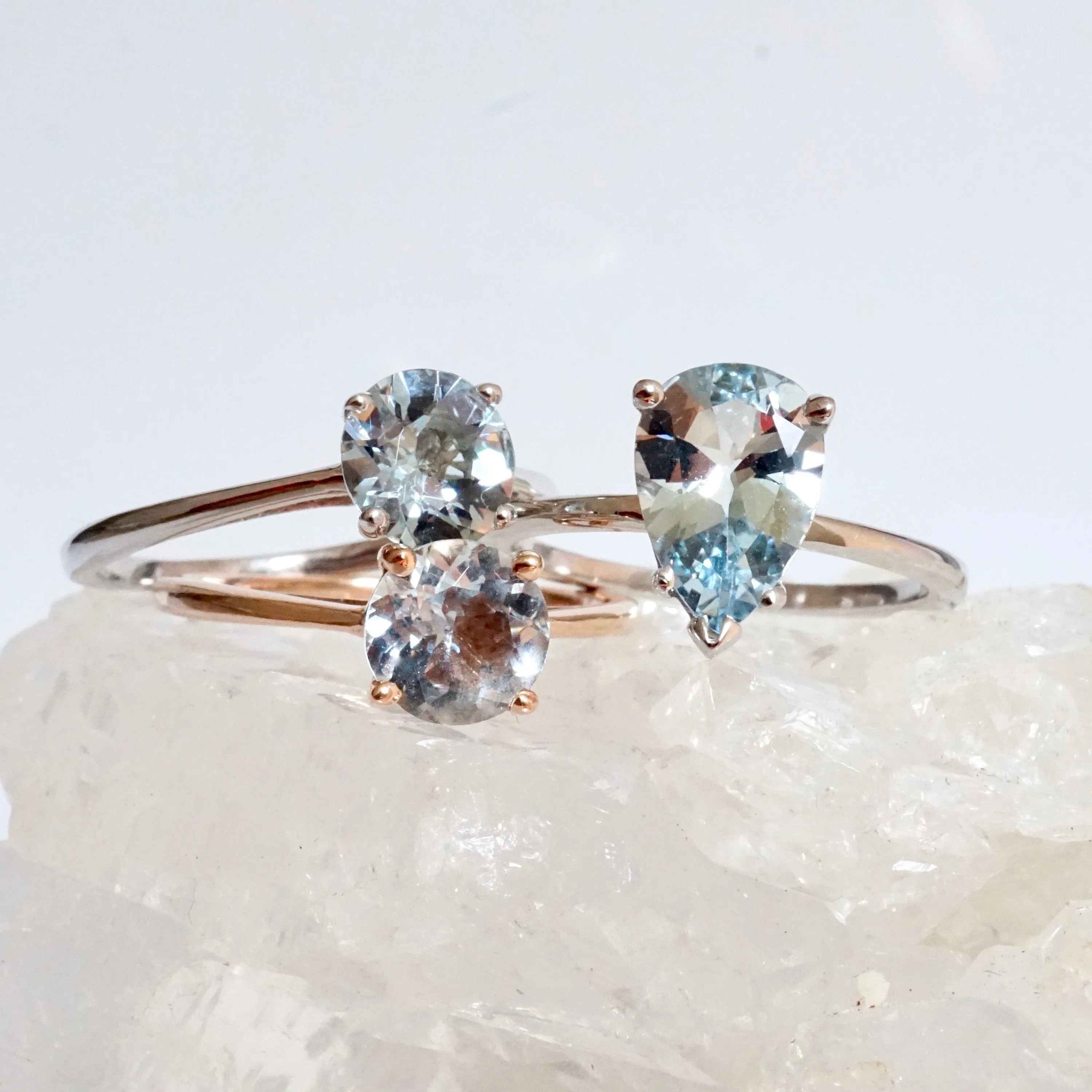 Pear Aquamarine Ring - Aquamarine Solitaire Ring - March Birthstone Ring