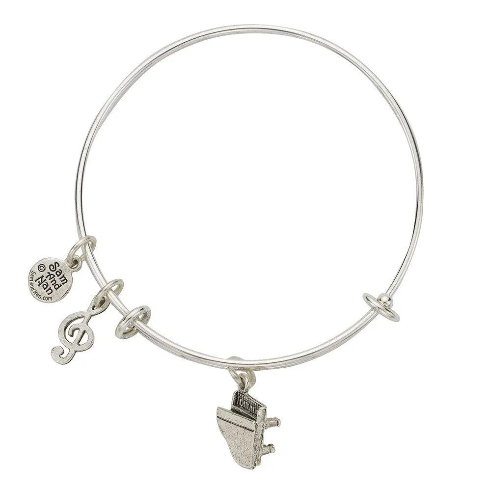 Piano Charm Bangle Bracelet