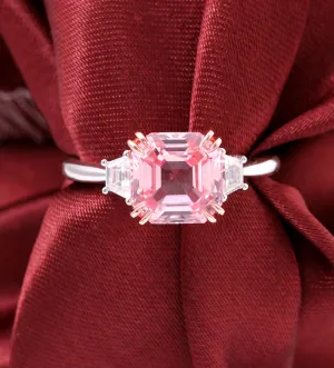 Pink 14k Solid Gold Moissanite Diamond Band, Stocking Wedding Rings, Gift 2219